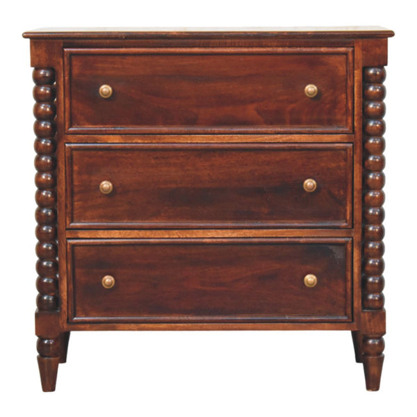 Solid Wood Barclay 3 Drawer Chest In Winewood Oak Finish