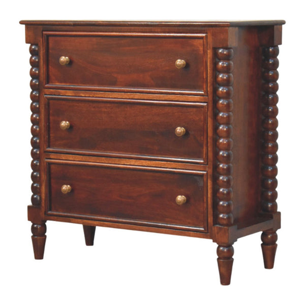 Solid Wood Barclay 3 Drawer Chest In Winewood Oak Finish