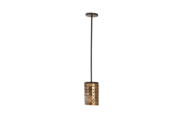 Phillips Collection Armor Chainmail Brass Pendant Light Handcrafted Faceted Shade for Dining Entryway IN97489