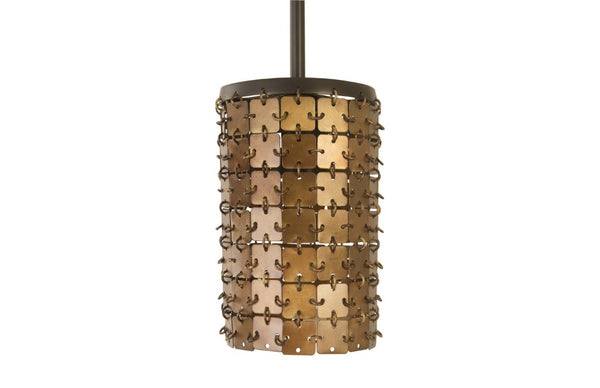 Phillips Collection Armor Chainmail Brass Pendant Light Handcrafted Faceted Shade for Dining Entryway IN97489