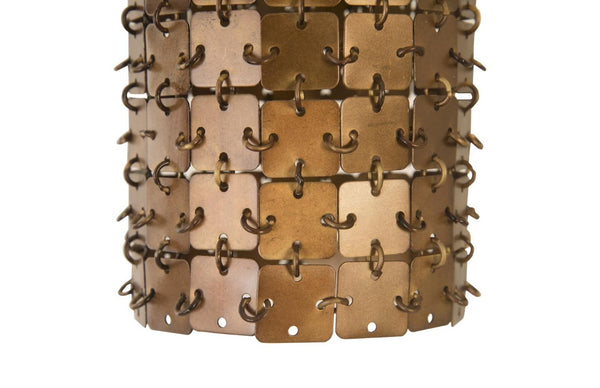 Phillips Collection Armor Chainmail Brass Pendant Light Handcrafted Faceted Shade for Dining Entryway IN97489