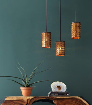 Phillips Collection Armor Chainmail Brass Pendant Light Handcrafted Faceted Shade for Dining Entryway IN97489