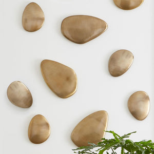 Phillips Collection River Stone Organic Brass Metal Wall Sculpture Low Relief Art for Modern Living IN97490