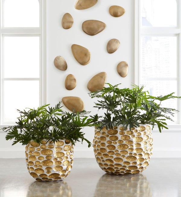 Phillips Collection River Stone Organic Brass Metal Wall Sculpture Low Relief Art for Modern Living IN97490
