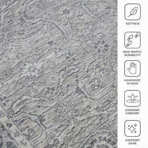 Amer Rugs Inara Hand-woven Area Rug Crafted From New Zealand Wool And Art Silk For Timeless Elegance Light Gray Wool, Viscose Ina100912