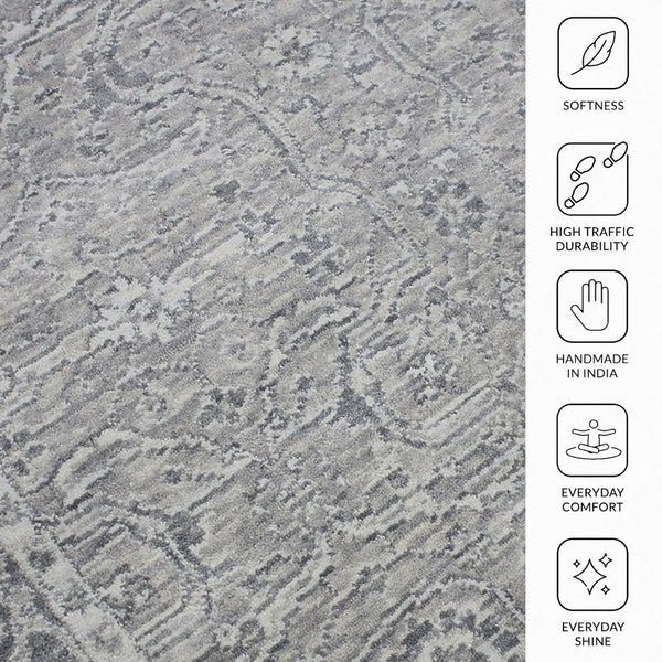 Amer Rugs Inara Hand-woven Area Rug Crafted From New Zealand Wool And Art Silk For Timeless Elegance Light Gray Wool, Viscose Ina100912