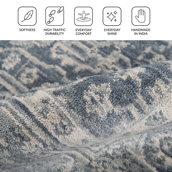 Amer Rugs Inara Hand-woven Area Rug Crafted From New Zealand Wool And Art Silk For Timeless Elegance Dark Gray Wool, Viscose Ina20912