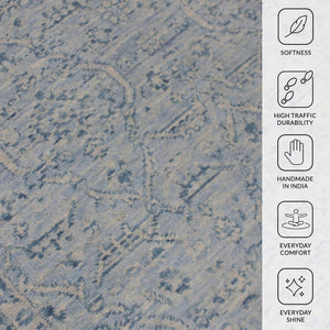 Amer Rugs Inara Hand-woven Area Rug Crafted From New Zealand Wool And Art Silk For Timeless Elegance Aqua Wool, Viscose Ina70203