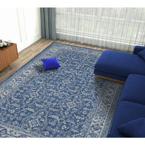 Amer Rugs Inara Hand-woven Area Rug Crafted From New Zealand Wool And Art Silk For Timeless Elegance Denim Blue Wool, Viscose Ina90912