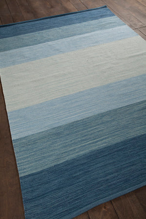 Chandra Rugs Hand-woven Contemporary Rug – Elevate Your Home Decor With Unique Handmade Design And Elegance Blue Cotton Ind2-576