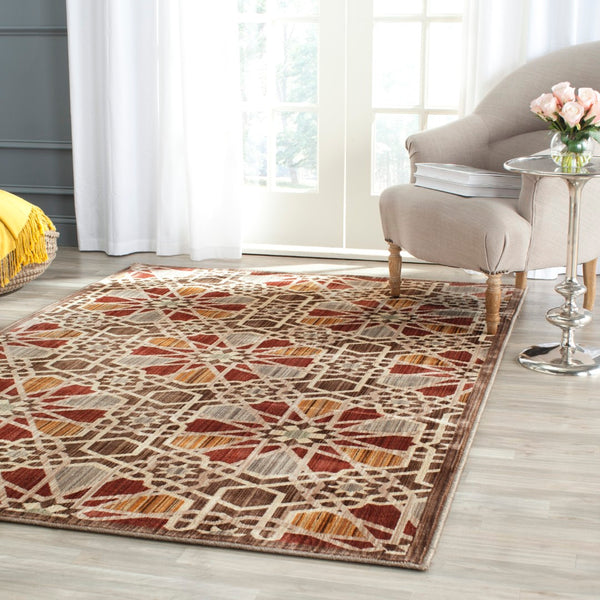 Safavieh Infinity Area Rug - Exquisite Geometric Design, Durable Polyester, Eco-friendly Charm For Any Space Brown ,Beige Polyester Inf560b-8