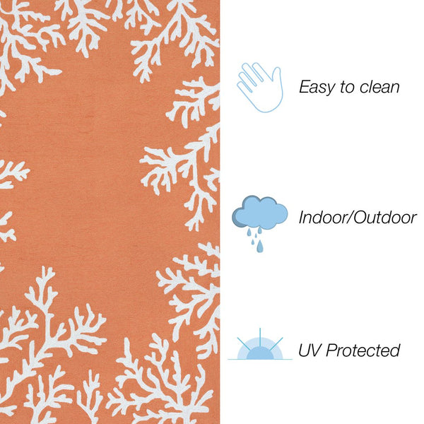 Trans Ocean Liora Manne Capri Coastal Indoor/Outdoor Area Rug - Vibrant Tropical Design For Any Space Orange Polyester,Acrylic Capr8162017