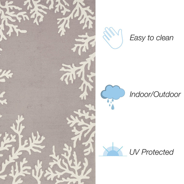 Trans Ocean Liora Manne Capri Coastal Indoor/Outdoor Area Rug - Vibrant Tropical Design For Any Space Silver Polyester,Acrylic Cap12162047