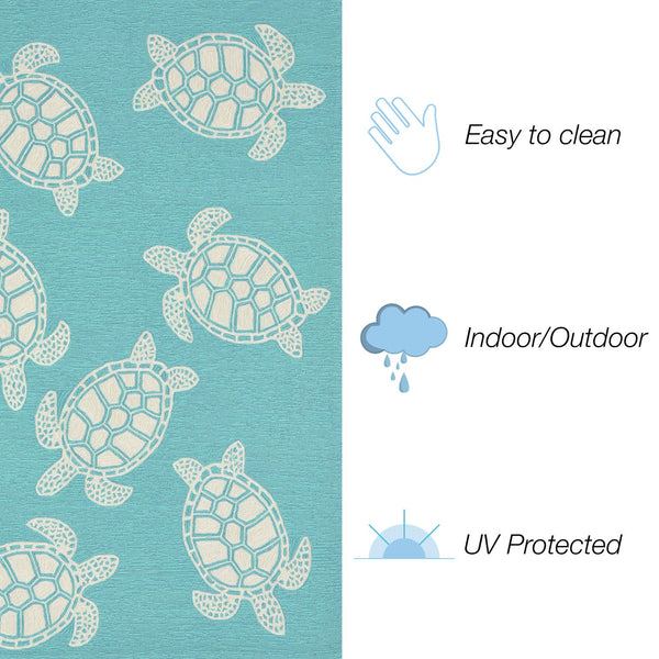 Trans Ocean Liora Manne Capri Turtle Handmade Indoor/Outdoor Area Rug - Vibrant Coastal Design For Any Space Blue Polyester,Acrylic Capr8163404