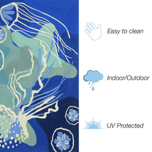 Trans Ocean Liora Manne Capri Jelly Fish Indoor/Outdoor Area Rug - Vibrant Coastal Design For Any Space Blue Polyester,Acrylic Capr8166504