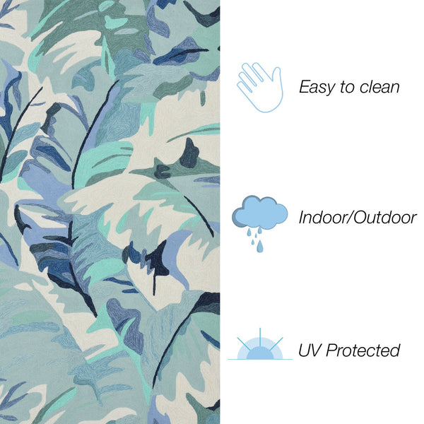 Trans Ocean Liora Manne Capri Palm Leaf Indoor/Outdoor Area Rug - Vibrant Botanical Design For Any Space Blue Polyester,Acrylic Cap23166803