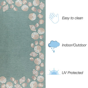 Trans Ocean Liora Manne Capri Seashell Border Handmade Area Rug – Durable Coastal Design For Indoor/Outdoor Spaces Blue Polyester,Acrylic Capr8172304