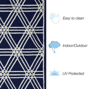 Trans Ocean Liora Manne Capri Hex Indoor/Outdoor Durable Area Rug - Stylish Geometric Accent For Any Space Navy Polyester,Acrylic Cap23174133