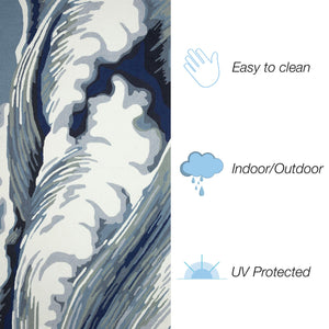 Trans Ocean Liora Manne Capri Wave Indoor/Outdoor Area Rug – Stunning Coastal Design For Elegant Spaces Blue Polyester,Acrylic Cap46175504