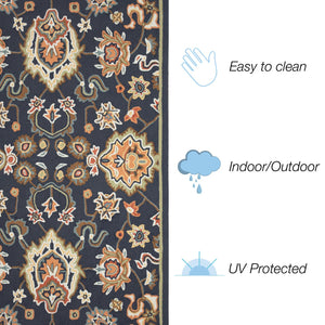 Trans Ocean Liora Manne Capri Petra Indoor/Outdoor Area Rug – Durable, Handmade, Traditional Persian Design Decor Navy Polyester,Acrylic Cap57175733