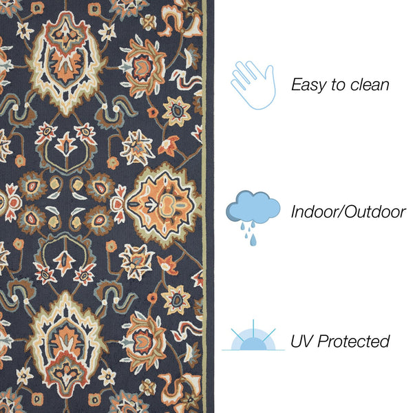 Trans Ocean Liora Manne Capri Petra Indoor/Outdoor Area Rug – Durable, Handmade, Traditional Persian Design Decor Navy Polyester,Acrylic Cap57175733