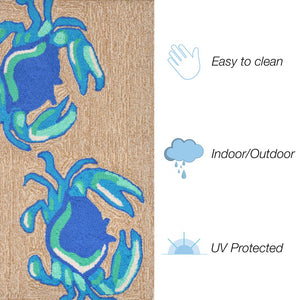 Trans Ocean Liora Manne Frontporch Crabs Indoor/Outdoor Mat - Coastal Charm With Playful Design For Beach Lovers Blue Polyester,Acrylic Ftp23140403