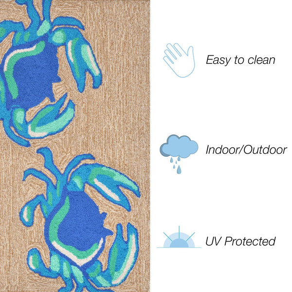 Trans Ocean Liora Manne Frontporch Crabs Indoor/Outdoor Mat - Coastal Charm With Playful Design For Beach Lovers Blue Polyester,Acrylic Ftp23140403