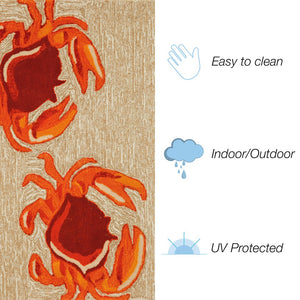 Trans Ocean Liora Manne Frontporch Crabs Indoor/Outdoor Mat - Coastal Charm With Playful Design For Beach Lovers Natural Polyester,Acrylic Ftp34140412