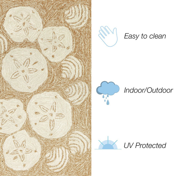 Trans Ocean Liora Manne Frontporch Shell Toss Indoor/Outdoor Pillow - Coastal Chic Accent For Any Space Natural Polyester,Acrylic Ftp34140822