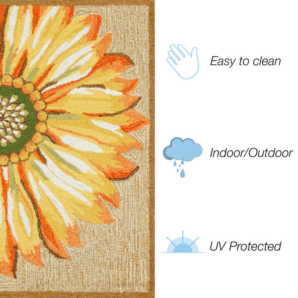 Trans Ocean Liora Manne Frontporch Sunflower Indoor/Outdoor Mat - Vibrant Floral Design For Any Space Yellow Polyester,Acrylic Ftp12141709