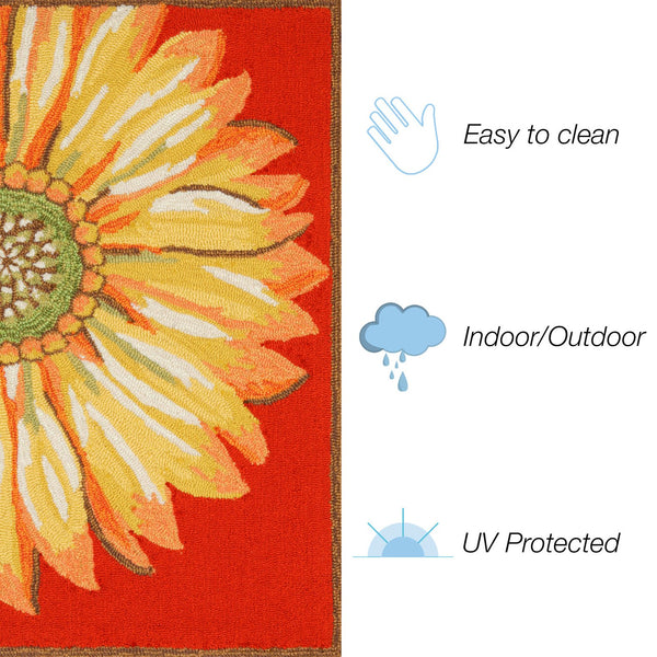 Trans Ocean Liora Manne Frontporch Sunflower Indoor/Outdoor Mat - Vibrant Floral Design For Any Space Red Polyester,Acrylic Ftp34141724