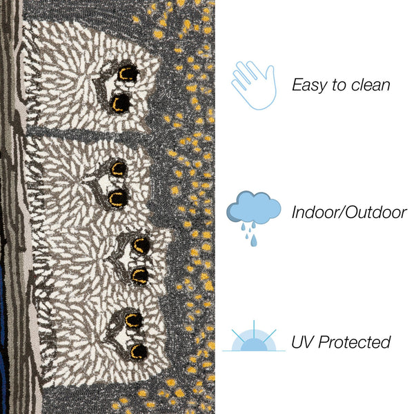 Trans Ocean Liora Manne Frontporch Owls Area Rug - Stylish Indoor/Outdoor Mat For Nature Lovers And Cabins Grey Polyester,Acrylic Ftp34144347