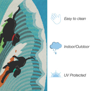 Trans Ocean Liora Manne Frontporch Surfing Dogs Coastal Indoor/Outdoor Mat For A Vibrant Beachy Entrance Blue Polyester,Acrylic Ftp12147304