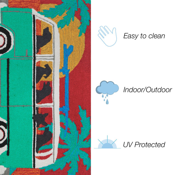 Trans Ocean Liora Manne Frontporch Beach Trip Indoor/Outdoor Mat - Playful Coastal Design With Black Labs Blue Polyester,Acrylic Ftp34147504