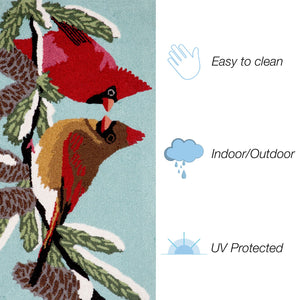 Trans Ocean Liora Manne Frontporch Cardinals Indoor/Outdoor Rug – Hand Tufted, Durable, And Weather Resistant Design Blue Polyester,Acrylic Ftp12153803