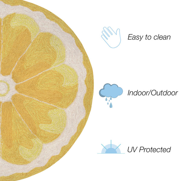 Trans Ocean Liora Manne Frontporch Lemon Slice Indoor/Outdoor Mat – Whimsical, Durable Rug For Any Space Yellow Polyester,Acrylic Ftph8155609