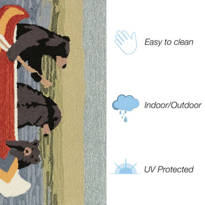 Trans Ocean Liora Manne Frontporch Are We Bear Yet? Fun Indoor/Outdoor Rug With Playful Canoeing Bears Design Blue Polyester,Acrylic Ftp23189203