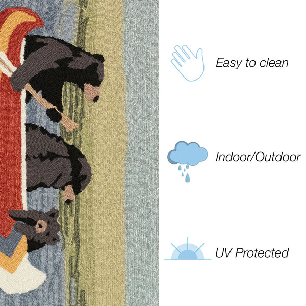 Trans Ocean Liora Manne Frontporch Are We Bear Yet? Fun Indoor/Outdoor Rug With Playful Canoeing Bears Design Blue Polyester,Acrylic Ftp23189203