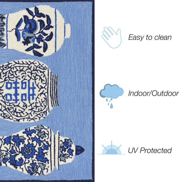 Trans Ocean Liora Manne Frontporch Ginger Jars Indoor/Outdoor Rug - Vibrant Floral Design For Any Space Blue Polyester,Acrylic Ftp23241003