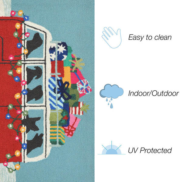 Trans Ocean Liora Manne Frontporch Happy Howlidays Indoor/Outdoor Mat – Festive Pet Scene For Holiday Cheer Red Polyester,Acrylic Ftp34242724