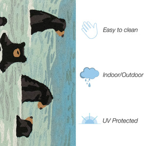 Trans Ocean Liora Manne Frontporch Bathing Bears Rug - Charming Indoor/Outdoor Mat For Nature Lovers' Spaces Blue Polyester,Acrylic Ftp34434003