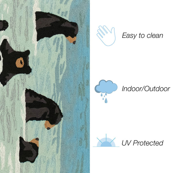 Trans Ocean Liora Manne Frontporch Bathing Bears Rug - Charming Indoor/Outdoor Mat For Nature Lovers' Spaces Blue Polyester,Acrylic Ftp34434003