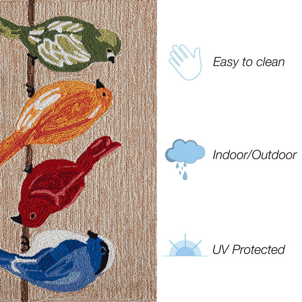 Trans Ocean Liora Manne Frontporch Birds Indoor/Outdoor Area Rug - Beautifully Crafted For Transitional Spaces Natural Polyester,Acrylic Ftp23445712