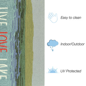 Trans Ocean Liora Manne Frontporch Live Love Lake Indoor/Outdoor Handmade Pillow - Nature-inspired Accent Blue Polyester,Acrylic Ftp23450703