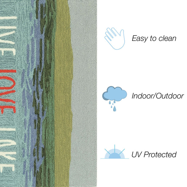 Trans Ocean Liora Manne Frontporch Live Love Lake Indoor/Outdoor Handmade Pillow - Nature-inspired Accent Blue Polyester,Acrylic Ftp23450703