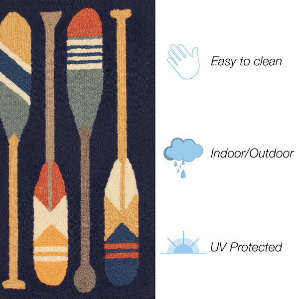 Trans Ocean Liora Manne Frontporch Nautical Paddles Indoor/Outdoor Mat - Vibrant Boating Design For Any Space Navy Polyester,Acrylic Ftp12450833