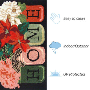 Trans Ocean Liora Manne Frontporch Holiday Home Indoor/Outdoor Rug With Rustic Floral Scene For All Seasons Black Polyester,Acrylic Ftp23452048