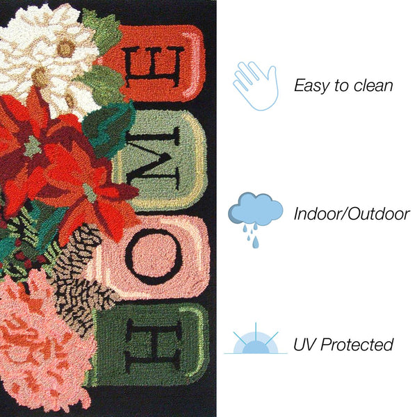 Trans Ocean Liora Manne Frontporch Holiday Home Indoor/Outdoor Rug With Rustic Floral Scene For All Seasons Black Polyester,Acrylic Ftp23452048