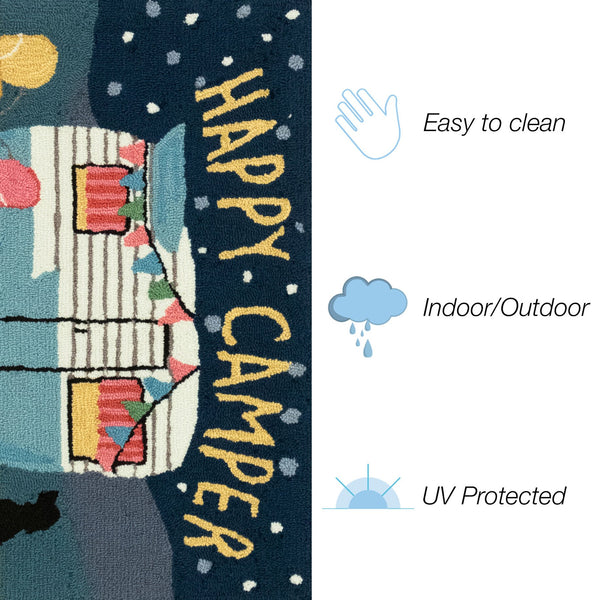 Trans Ocean Liora Manne Frontporch Happy Camper Indoor/Outdoor Mat - Charming Rug For Nature Lovers’ Spaces Navy Polyester,Acrylic Ftp34454247