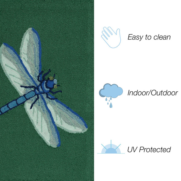 Trans Ocean Liora Manne Frontporch Indoor/Outdoor Dragonfly Mat – Vibrant Botanical Design For Any Space Green Polyester,Acrylic Ftp12455606